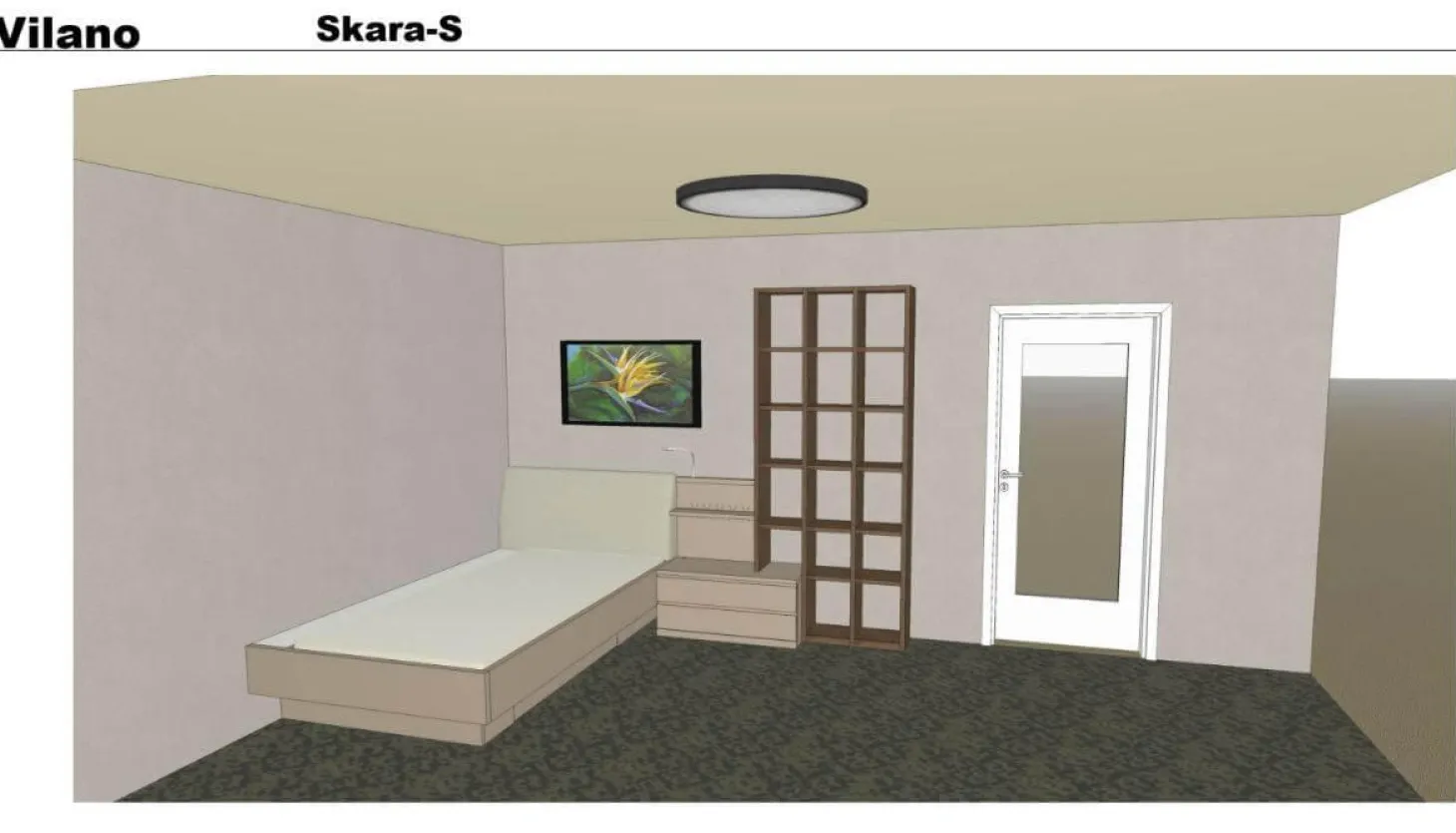 Bett mit Anbauregal Skara Schlafen Lack Cashmere (R4)