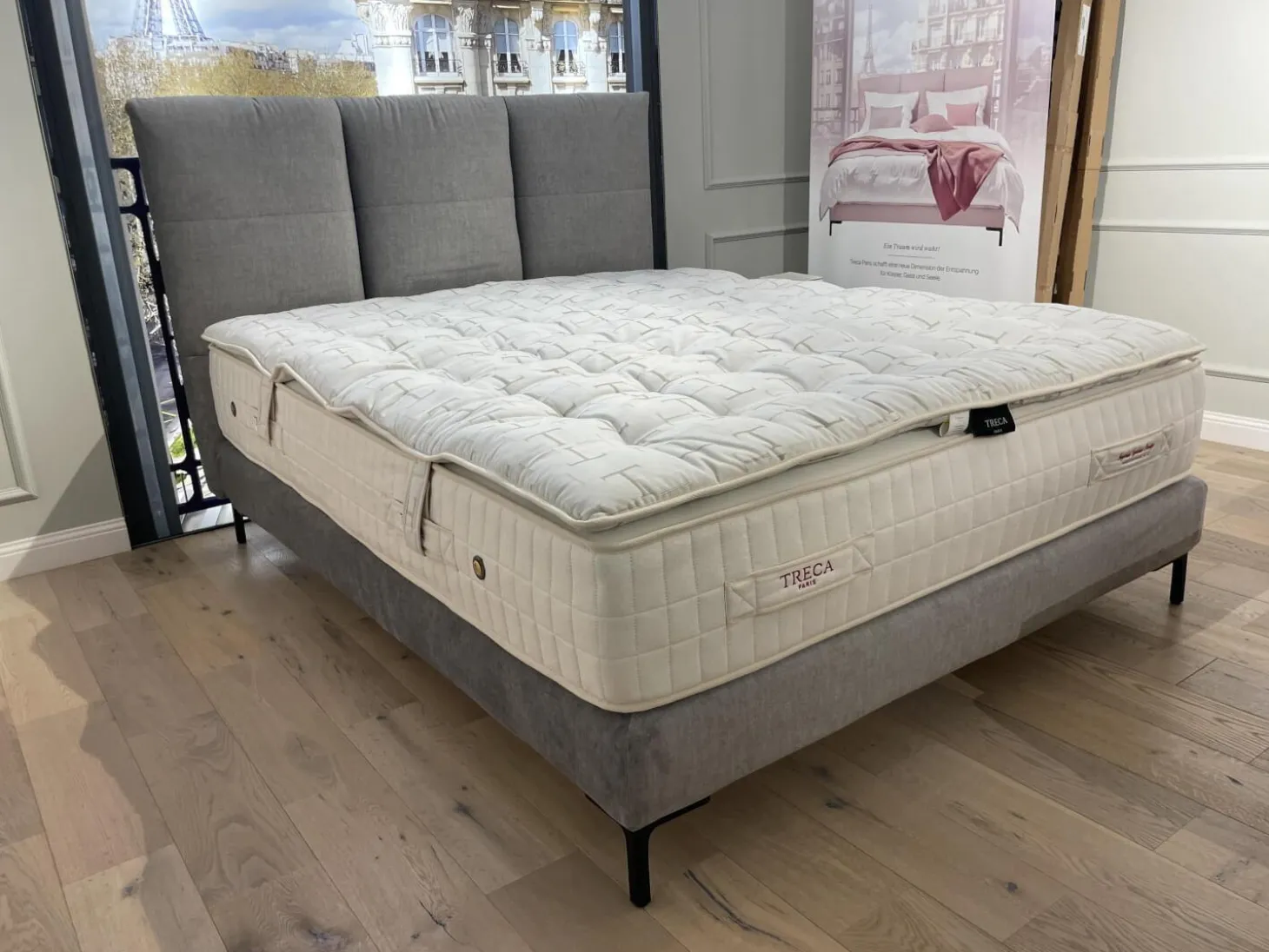 Bett Moon Stoff Endless CA16955 094 Grau Gestell Schwarz Matratze Imperial Symbiose Inklusive Topper Rivoli