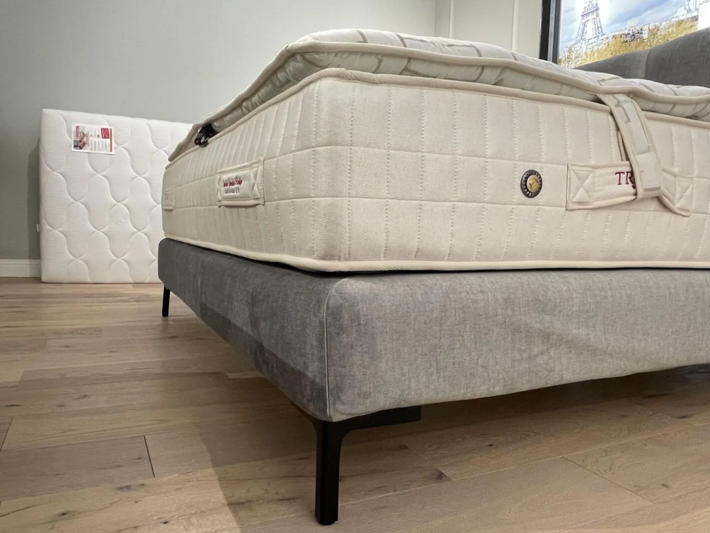 Bett Moon Stoff Endless CA16955 094 Grau Gestell Schwarz Matratze Imperial Symbiose Inklusive Topper Rivoli