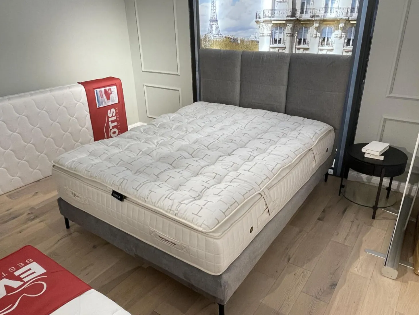 Bett Moon Stoff Endless CA16955 094 Grau Gestell Schwarz Matratze Imperial Symbiose Inklusive Topper Rivoli