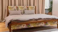 Bett Mylon Nussbaum Naturöl Stoff Chivasso Fantastic Bird ohne Innenleben