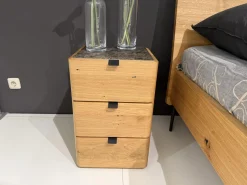 Bett Nesuto Mit Beistelltisch Loup Und Nachtschrank Nesuto Eiche Geölt Und Gewachst Mit Nackenrolle Ohne Matratze Und Lattenrost
