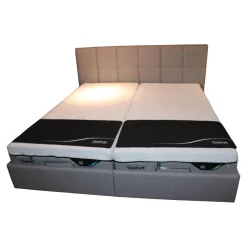 Bett Relax 180x200 Stoff Ash Grau mit Lattenrost und 2 Matratzen