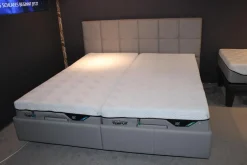 Bett Relax 180x200 Stoff Ash Grau mit Lattenrost und 2 Matratzen