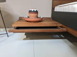 Bett Riletto Massivholz Nussbaum Lederbettseiten L7 Anthrazit Mit 2 Konsolen Ohne Matratze Und Lattenrost