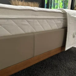 Bett Riletto Nussbaum Naturöl Seiten Leder Kiesel Beige Mit 2 Laden