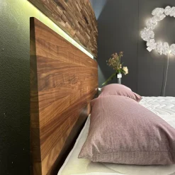 Bett Riletto Nussbaum Naturöl Seiten Leder Kiesel Beige Mit 2 Laden