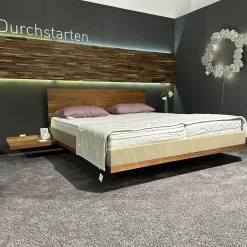 Bett Riletto Nussbaum Naturöl Seiten Leder Kiesel Beige Mit 2 Laden