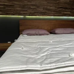 Bett Riletto Nussbaum Naturöl Seiten Leder Kiesel Beige Mit 2 Laden