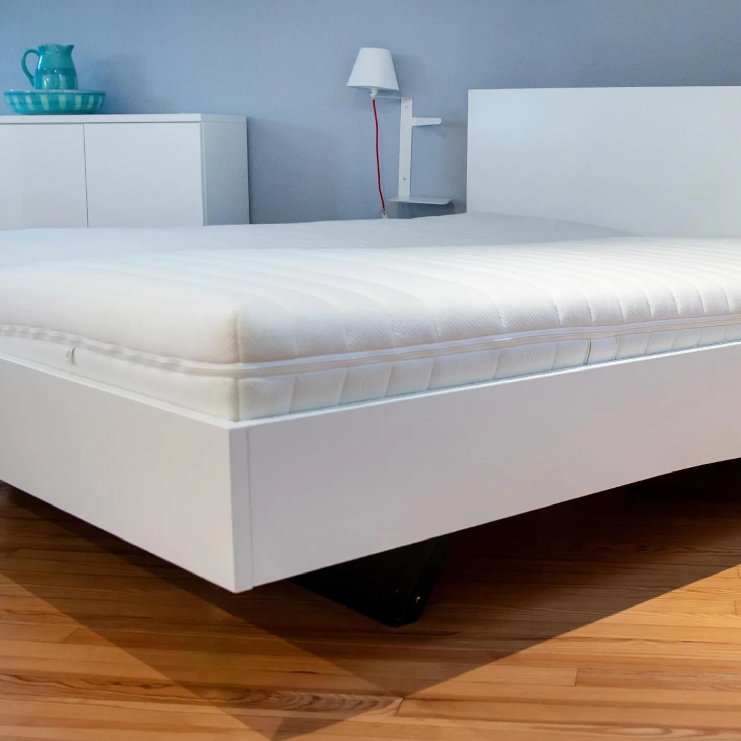 Bett Rom Lack Weiß 31 Effekt-Fuß Anthrazit Ohne Matratzen Und Ohne Lattenrost