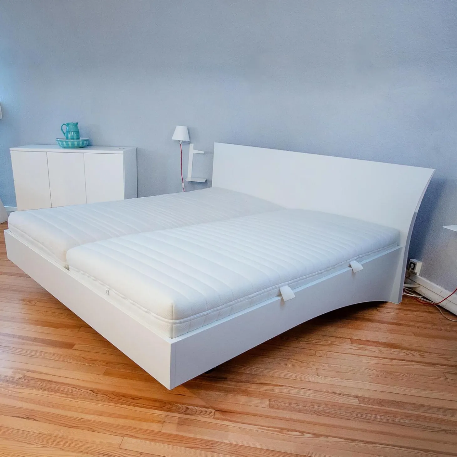 Bett Rom Lack Weiß 31 Effekt-Fuß Anthrazit Ohne Matratzen Und Ohne Lattenrost