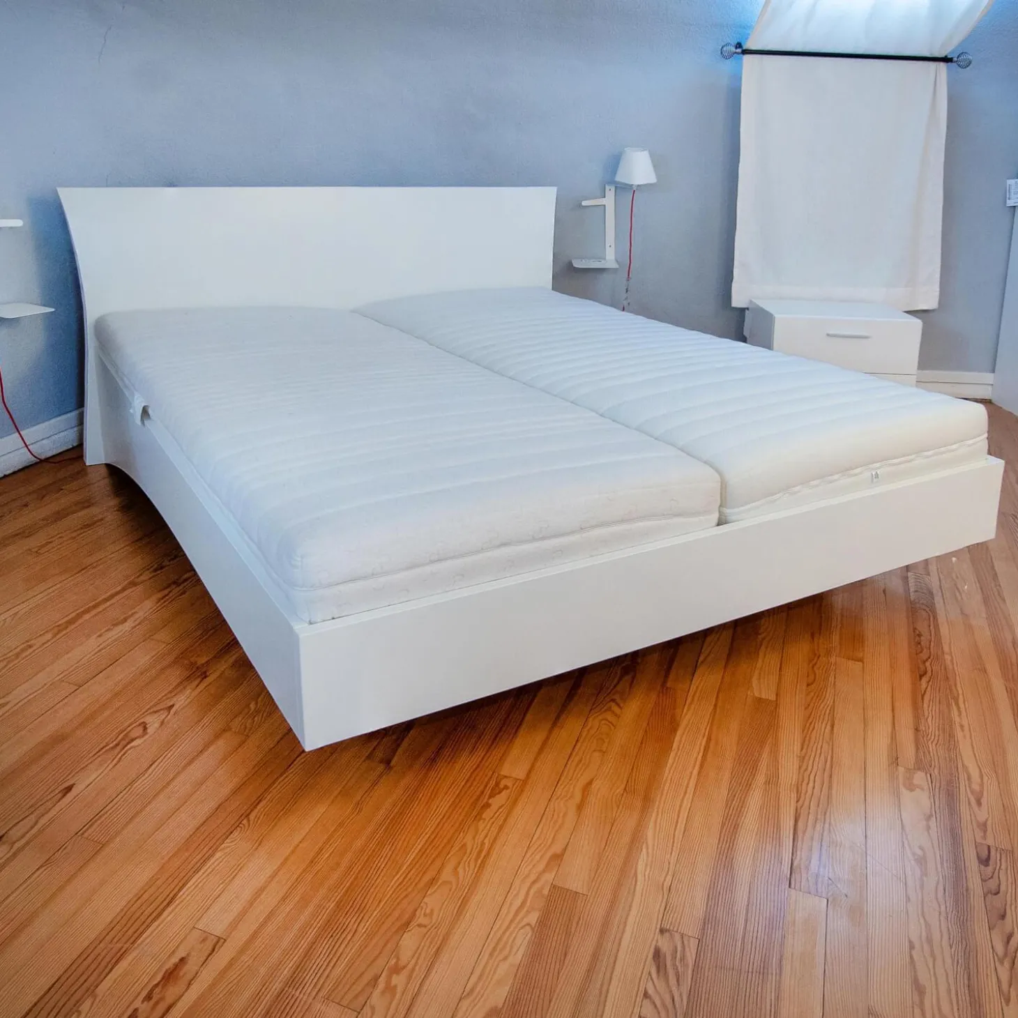 Bett Rom Lack Weiß 31 Effekt-Fuß Anthrazit Ohne Matratzen Und Ohne Lattenrost