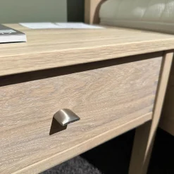 Bett Sesam Eiche Kopfhaupt Holzfüllung Weißöl Leimholz Keilgezinkt Inklusive 2 Nachtkästchen Ohne Matratzen Ohne Lattenrost