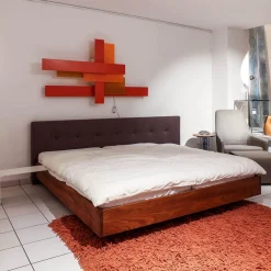 Bett Simple Button Massivholz Amerikanischer Nussbaum Polsterkopfteil 252 Mit Winkelablage Ohne Matratze Und Lattenrost