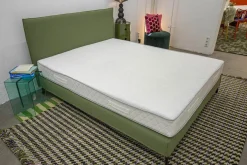 Bett Slim Edition Stoff Casa 88 Turtle Grün Metallfüße Schwarz mit Matratze