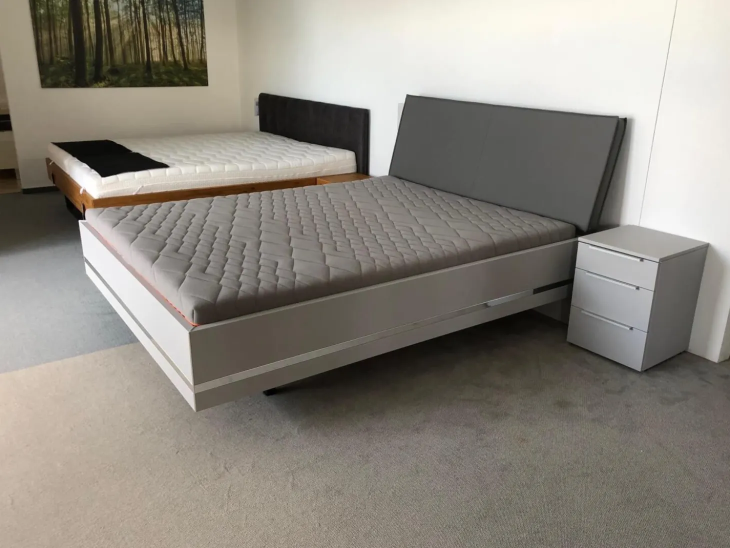 Bettanlage Concept Me 500 S9 Seidengrau ohne Lattenrost ohne Matratze mit Nachttisch Alegro