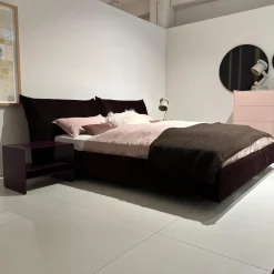 Bettanlage MD 13 Rose Stoff Charmelle Cord 103 Aubergine Violett Holzfuß Inklusive Beistelltisch Und Metallcontainer