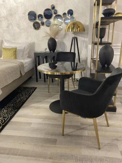 Bistrotisch Zenza Kunstmarmor Schwarz Gestell Edelstahl Schwarz