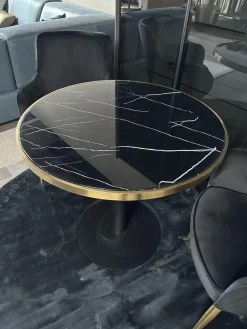 Bistrotisch Zenza Kunstmarmor Schwarz Gestell Edelstahl Schwarz