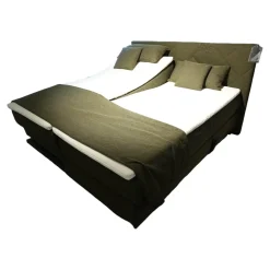 Boxspringbett Atlanta 0514238 Stoff 9153 Grün Kopfteil 3 Steppung Kachel Füße Schwarz Mit Fernbedienung Und Matratze