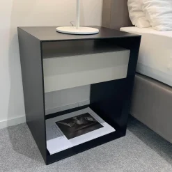 Boxspringbett Bohemian C Leder Acacia Grau mit Matratze Paisley P5