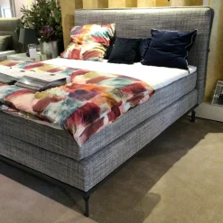 Boxspringbett Delphi Stoff JAB 15051 Grau mit Matratze und Topper
