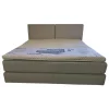 Boxspringbett Elias Stoff 87017 Mitttelgrau mit Matratze und Topper