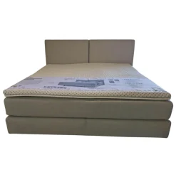 Boxspringbett Elias Stoff 87017 Mitttelgrau mit Matratze und Topper