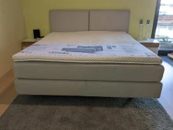 Boxspringbett Elias Stoff 87017 Mitttelgrau mit Matratze und Topper