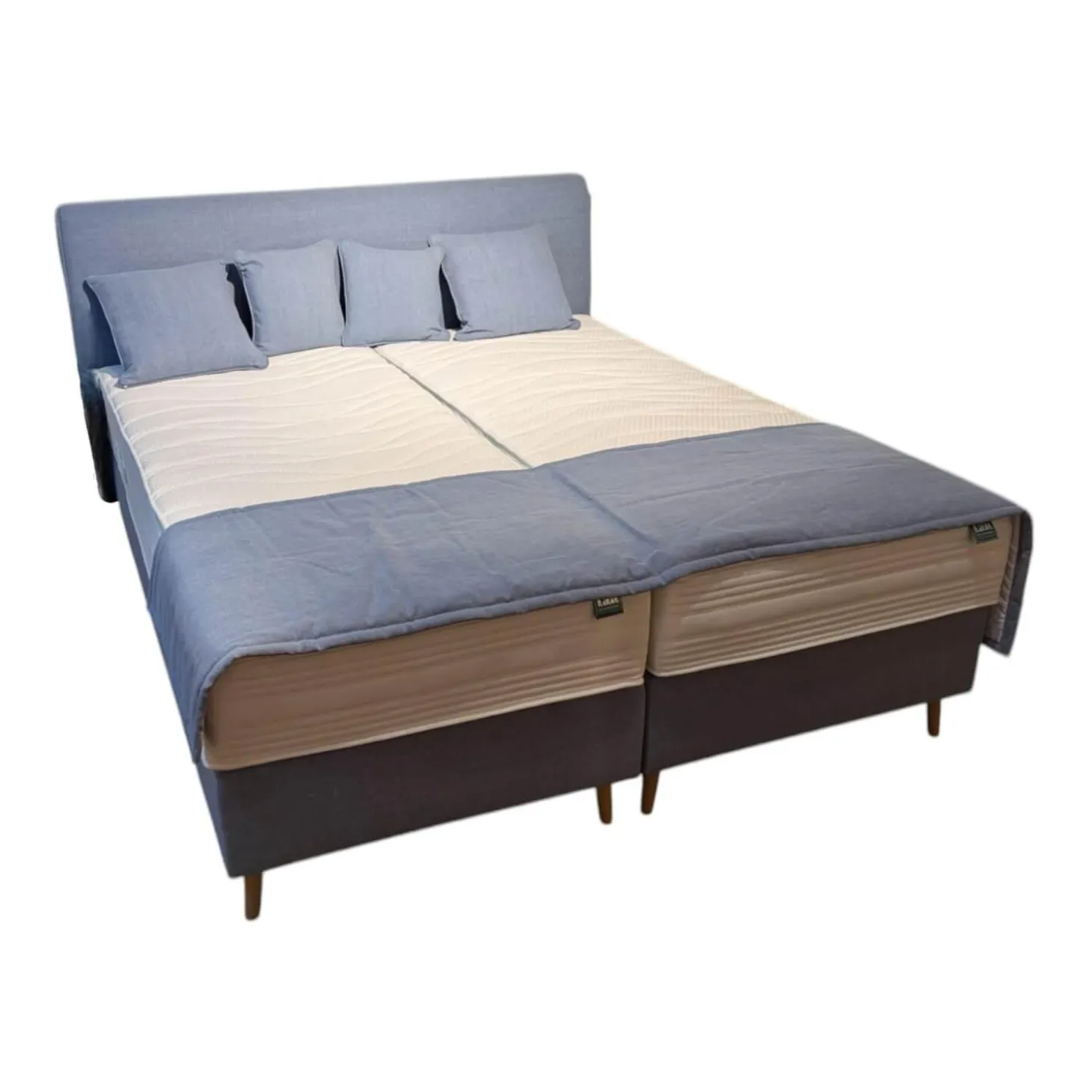 Boxspringbett Made In Green Königssee Stoff C 3012 Hellblau Füße F10 Buch Inklusive Matratze Gelauflage Integriert Mit 4 Kissen Ohne Plaid