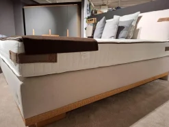 Boxspringbett Montreal Stoff S TBB1 08 Beige Holzfuß H821 Eiche 400 Geölt Inklusive Matratze