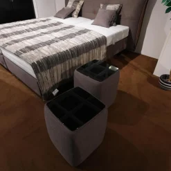 Boxspringbett Santino Stoff 6605 7567 Grau Füße Alufarbig Inklusive Matratzen Und Nachttische