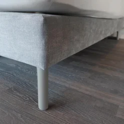 Boxspringbett Slow 19 Stoff Tin 705 Grau Fuß Holz Grau ohne Matratzen