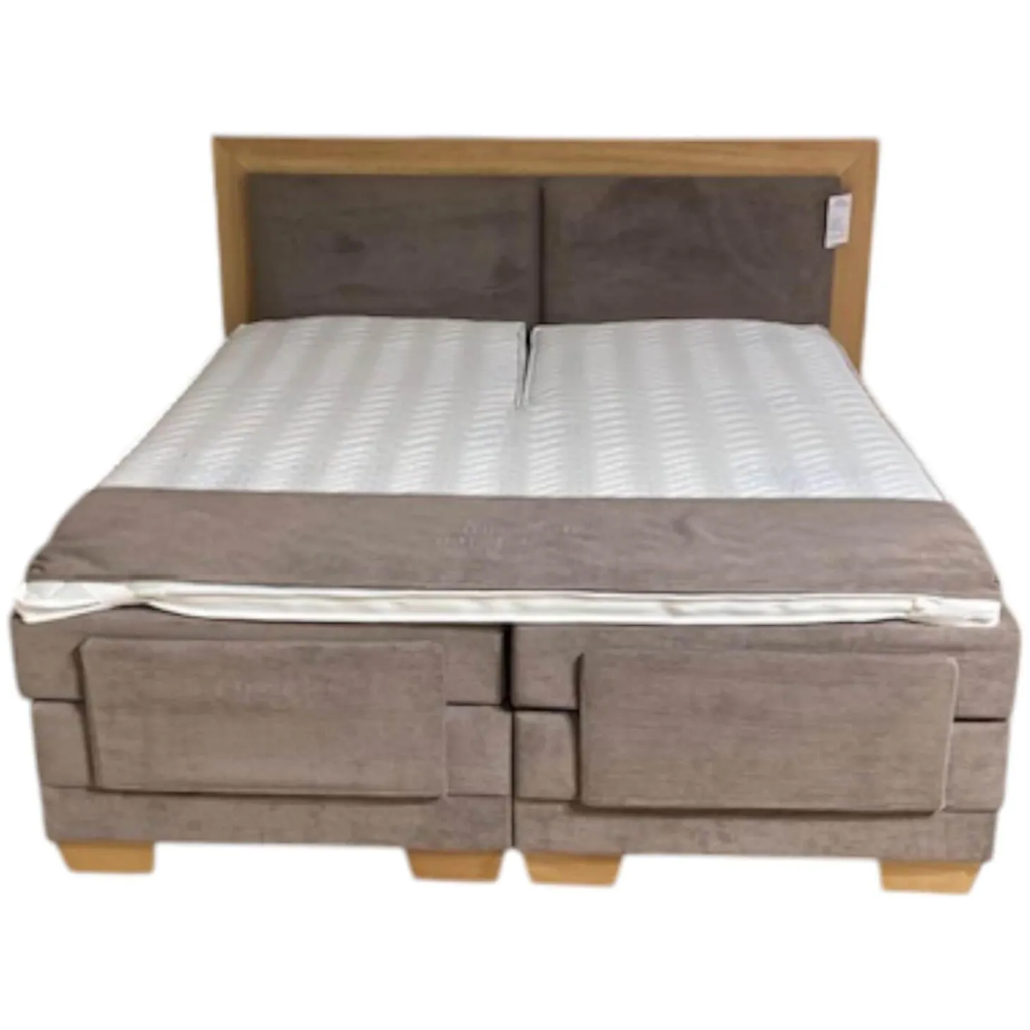 Boxspringbett Taara Stoff Rebel 12 Taupe mit Verstellfunktionen
