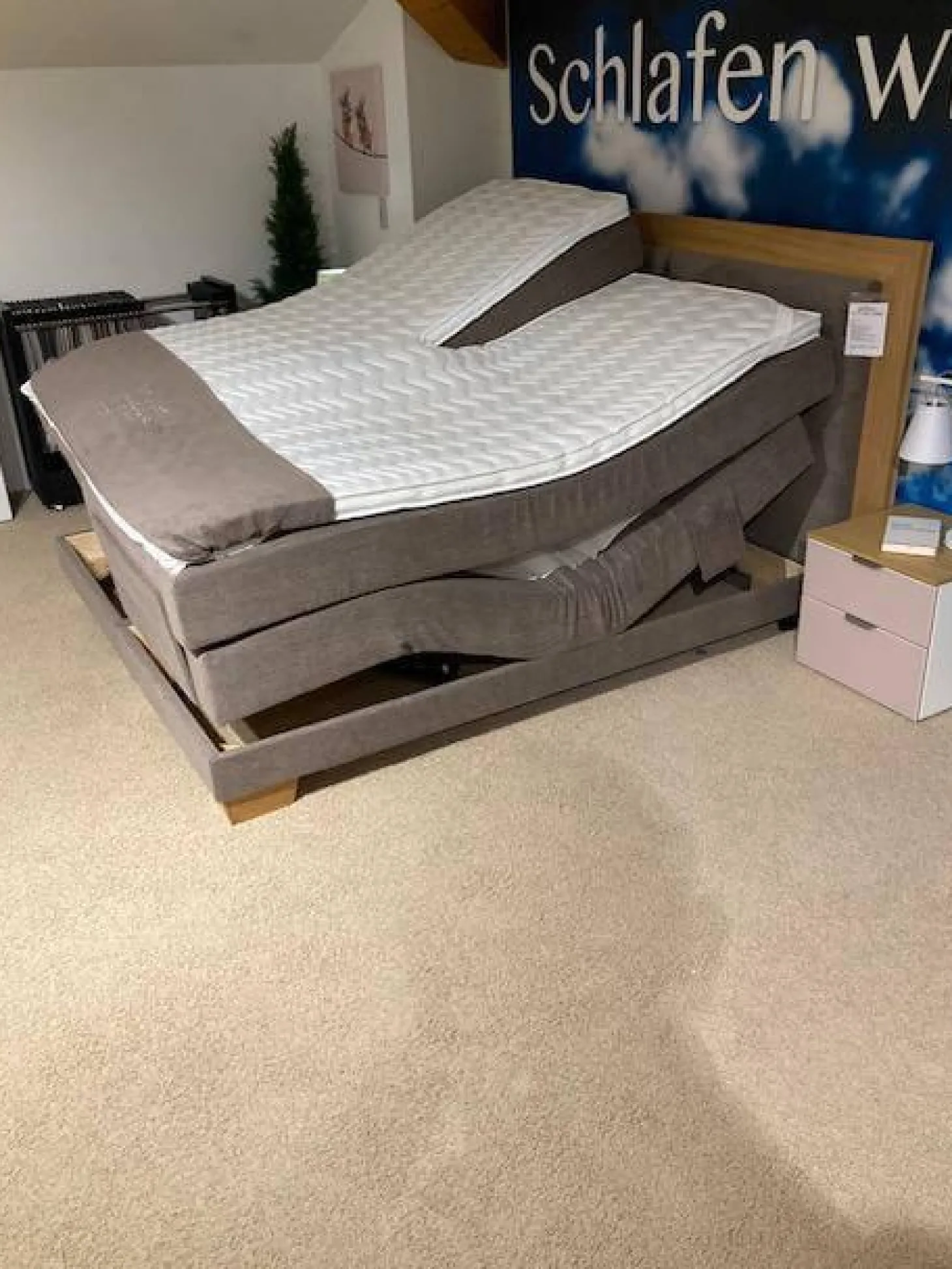 Boxspringbett Taara Stoff Rebel 12 Taupe mit Verstellfunktionen