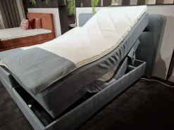 Boxspringbett Valencia Stoff Luca 158 Niagara Blau mit 2 Matratzen und Topper