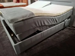 Boxspringbett Valencia Stoff Luca 158 Niagara Blau mit 2 Matratzen und Topper
