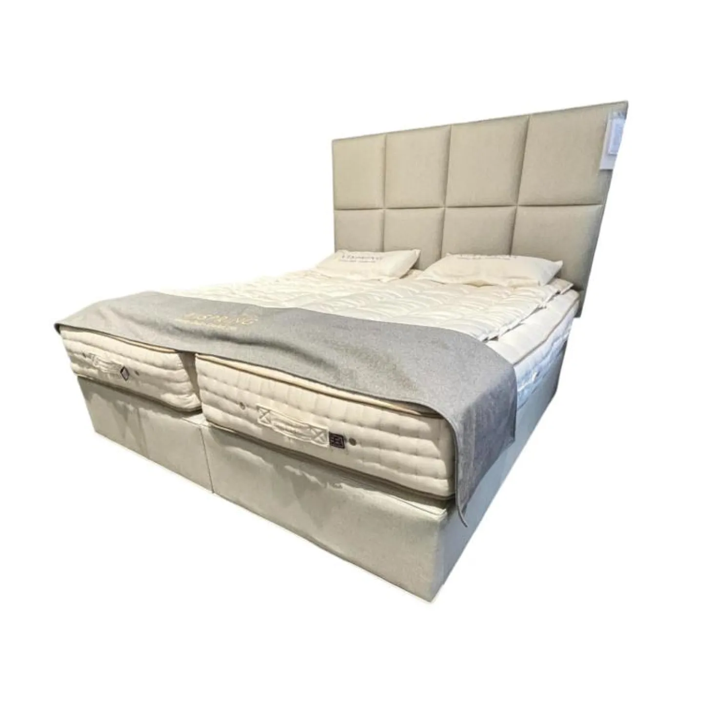 Boxspringbett Vispring Marquess Superb Stoff 5056 Bronze Grau Inklusive 2 Matratzen