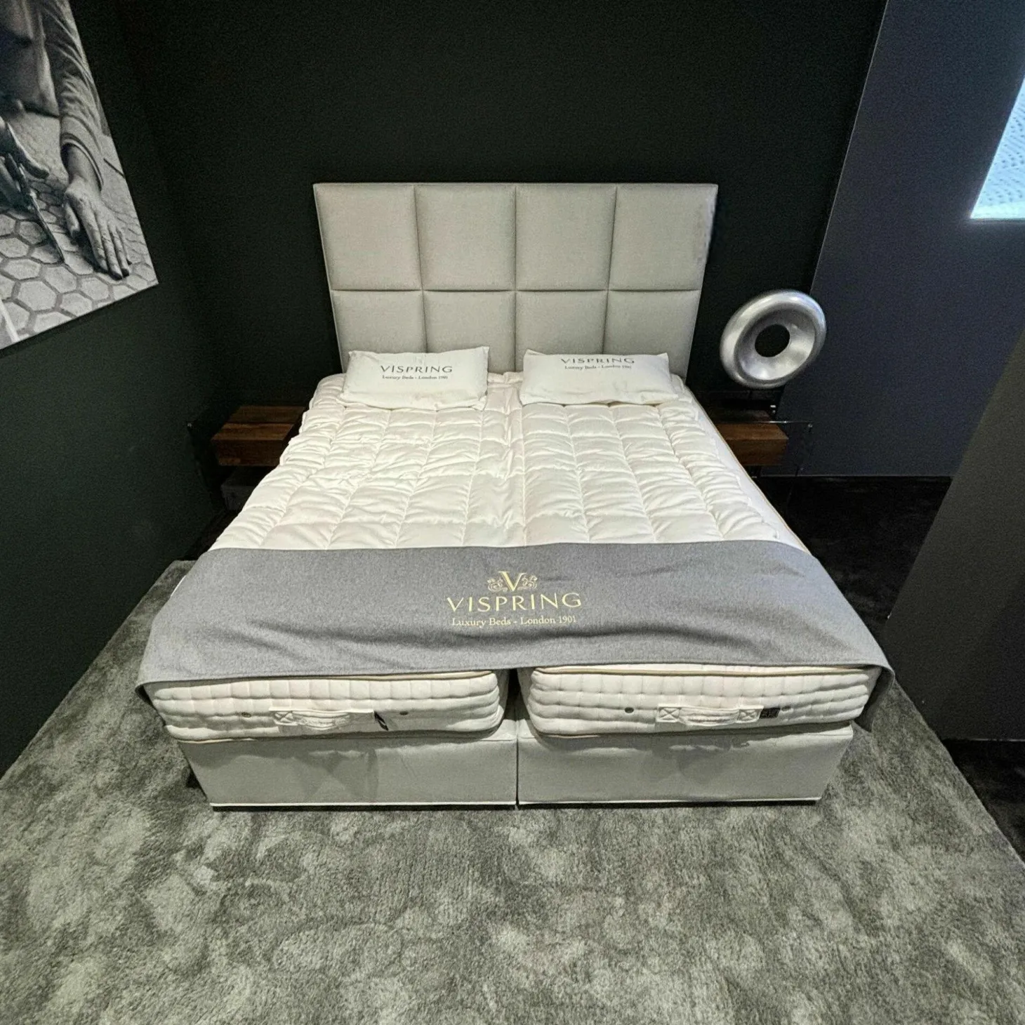 Boxspringbett Vispring Marquess Superb Stoff 5056 Bronze Grau Inklusive 2 Matratzen