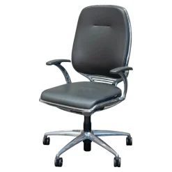 Bürodrehstuhl AL 3 Leder Schwarz 5-Sternfuß Auf Rollen