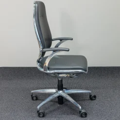 Bürodrehstuhl AL 3 Leder Schwarz 5-Sternfuß Auf Rollen