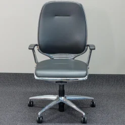 Bürodrehstuhl AL 3 Leder Schwarz 5-Sternfuß Auf Rollen