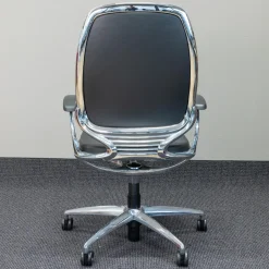 Bürodrehstuhl AL 3 Leder Schwarz 5-Sternfuß Auf Rollen