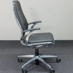 Bürodrehstuhl AL 3 Leder Schwarz 5-Sternfuß Auf Rollen