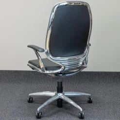 Bürodrehstuhl AL 3 Leder Schwarz 5-Sternfuß Auf Rollen