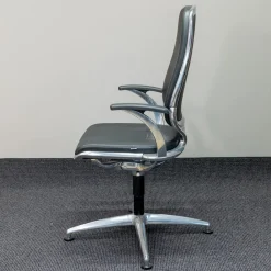 Bürodrehstuhl AL 3 Leder Schwarz4-Sternfuß Aluminium