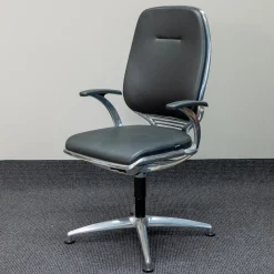 Bürodrehstuhl AL 3 Leder Schwarz4-Sternfuß Aluminium