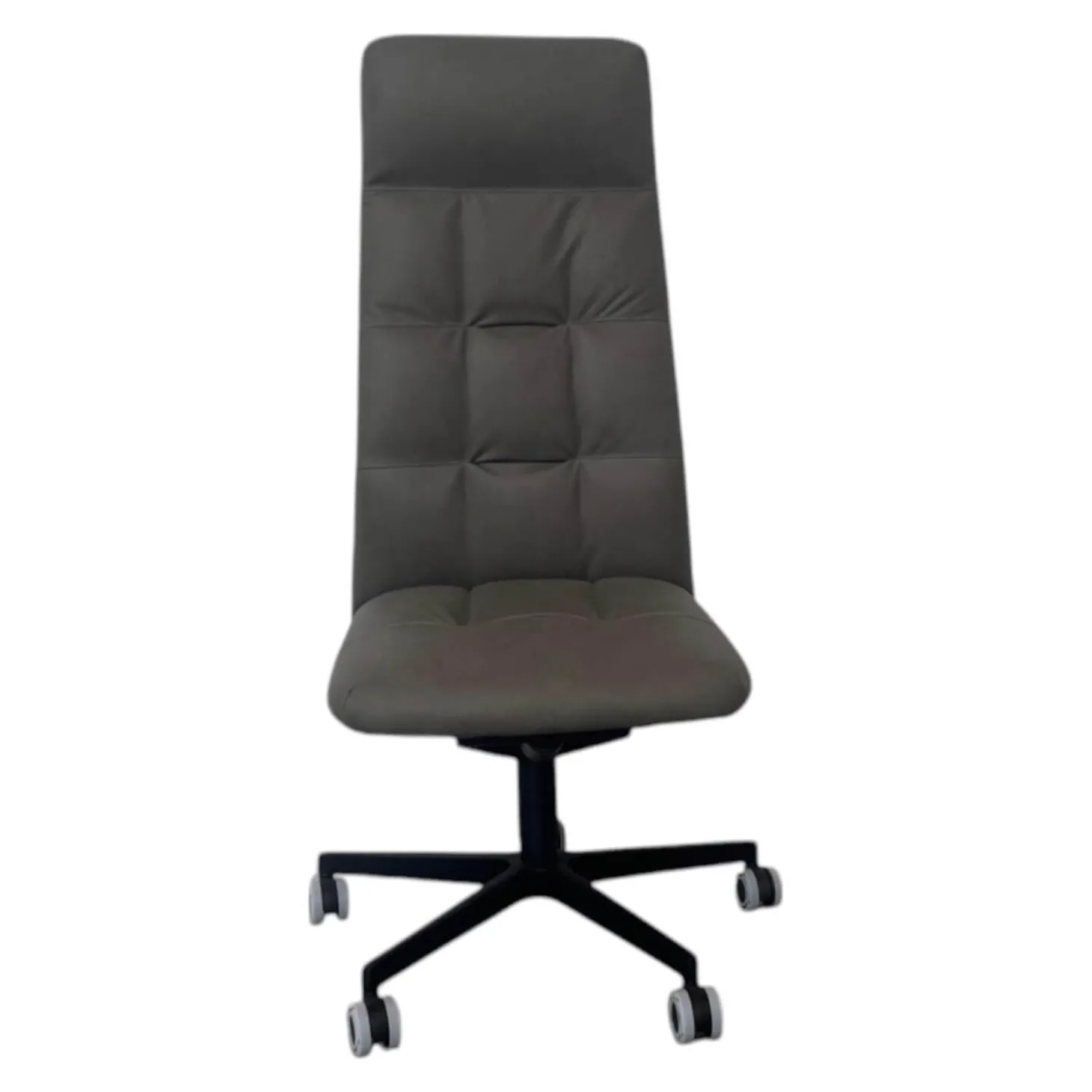 Bürodrehstuhl Leadchair Management Soft Leder Vintage 1436 Fango Grau 5 Stern Gestell Metall Schwarz Matt