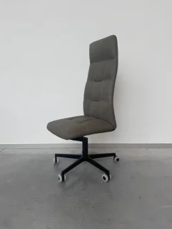 Bürodrehstuhl Leadchair Management Soft Leder Vintage 1436 Fango Grau 5 Stern Gestell Metall Schwarz Matt