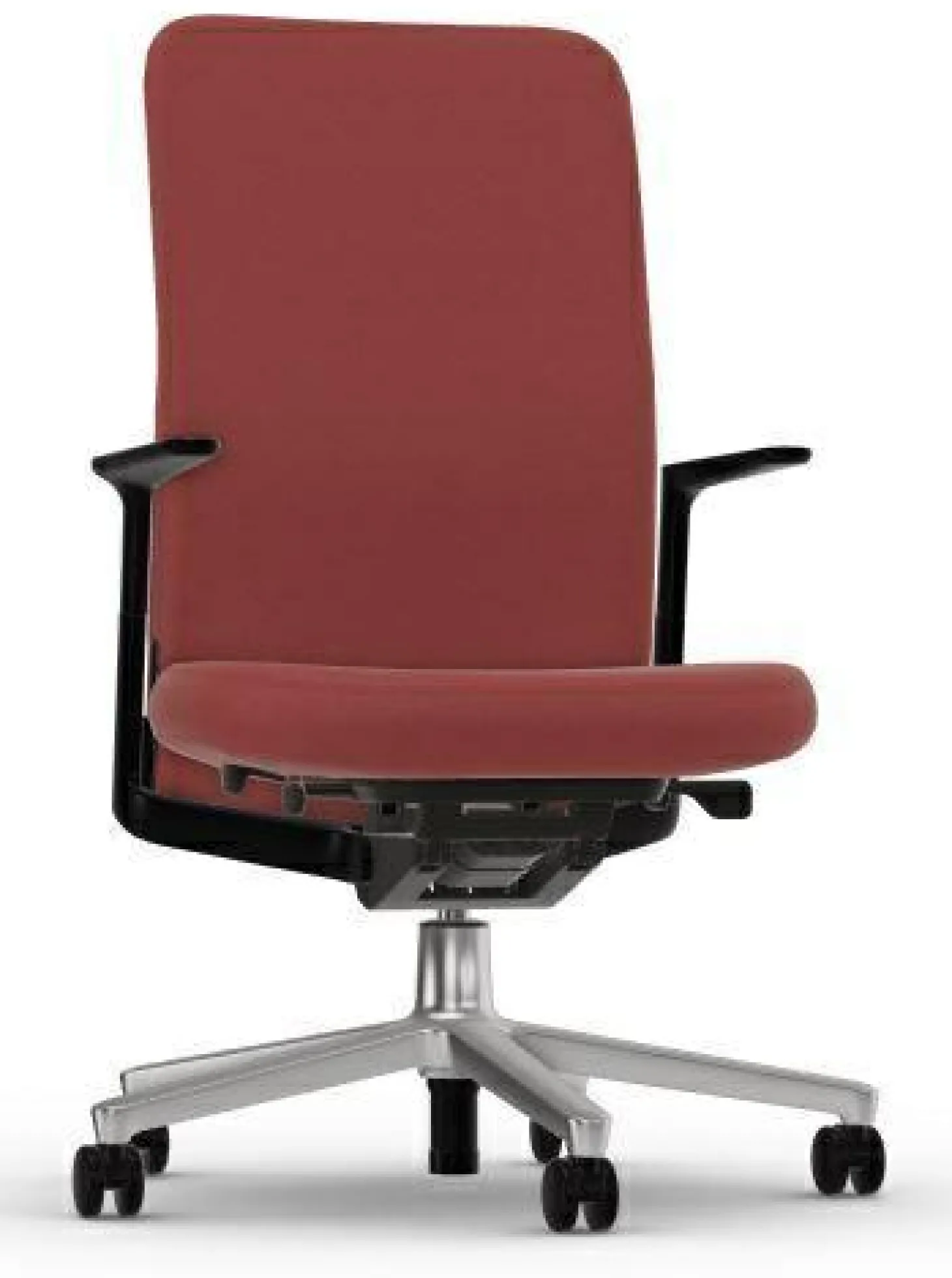 Bürodrehstuhl Pacific Chair Stoff Plano F30 Poppy Red Champagner 84 Gestell Aluminium Poliert